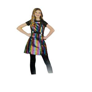 Girls XS Rainbow High Amaya Raine Halloween Costume Dress and Hair Extension